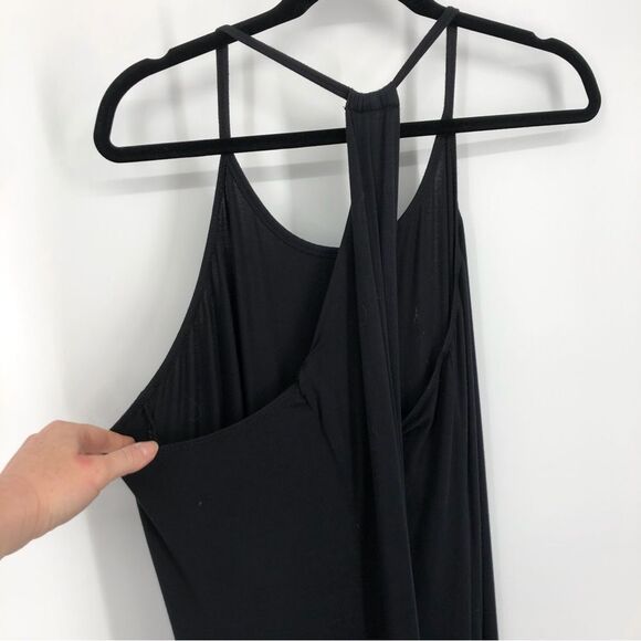 Fabletics Maxi Dress Womens 1X Black Strappy Long Stretchy Soft Comfy Fitted - Picture 6 of 12